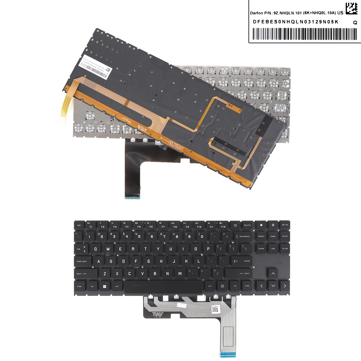 Picture of New Replacement Laptop Keyboard For HP Omen 15-EK 15-EK0020CA 15-EN 15-EN1013DX BLACK（Colorful backlight backlit WIN8) US Layout
